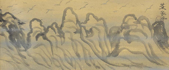 村上華岳《海巌暮鳥之図》1935年