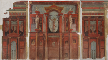 《赤い建築を描いた壁面装飾》前 1 世紀後半　ポンペイ監督局
c ARCHIVIO DELL’ARTE - Luciano Pedicini / fotografo

