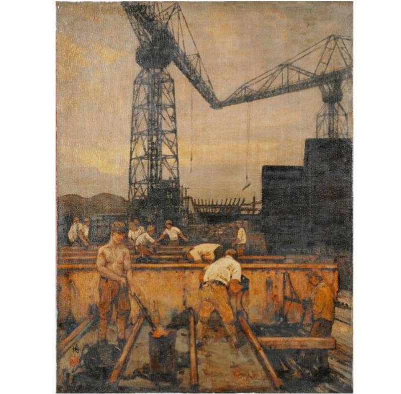The Paintings by Yoshida Hiroshi on Harima Shipyard (tentative)